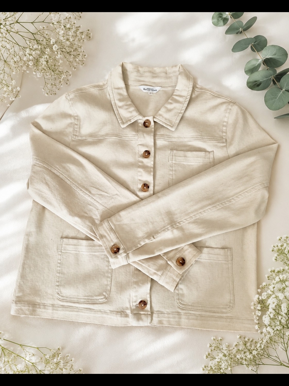 Northern Reflections Cream Button-Front Jean Jacket
